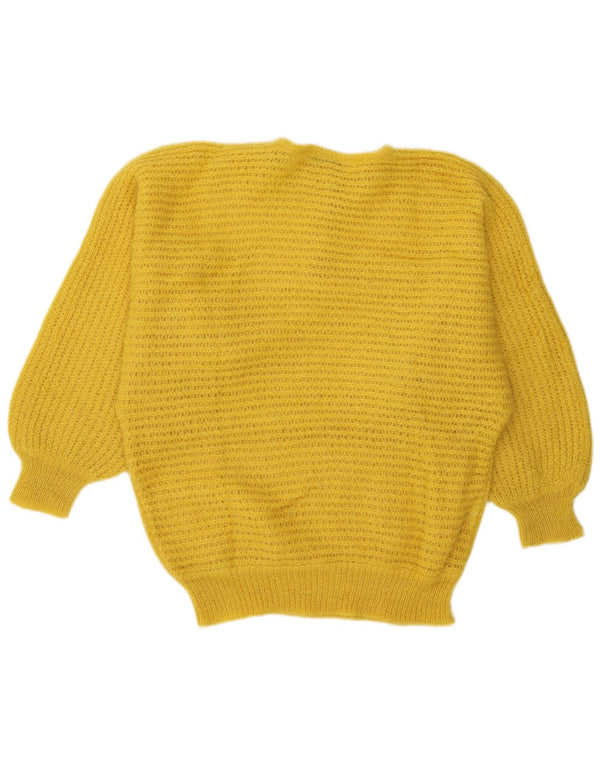 Vintage ženski džemper s dugmadima i ovratnikom UK 18 XL žuti