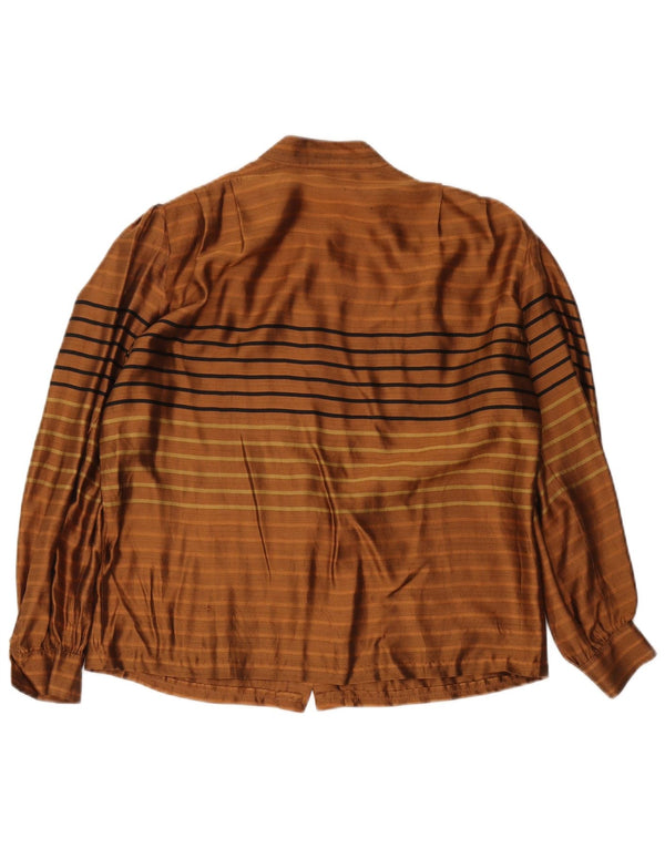 Vintage ženska košulja bluza UK 14 velike smeđe pruge