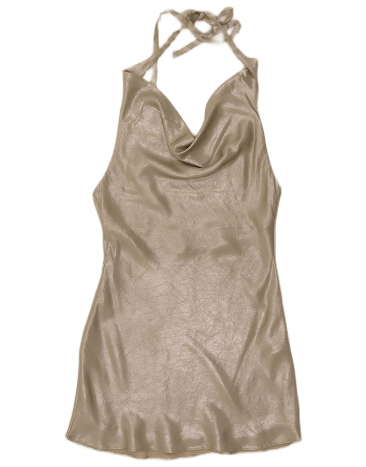 Zara Ženska Halter Haljina UK 6 XS Srebrna Poliester