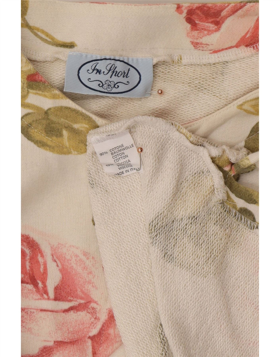 VINTAGE Ženska majica dugih rukava UK 16 Large Off White Floral Pamuk