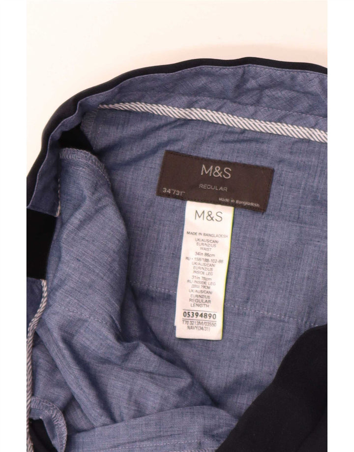 Marks & Spencer muške obične chino hlače W34 L31 tamnoplavi poliester