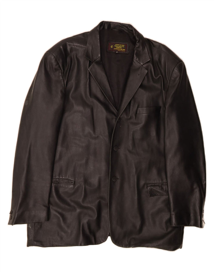 VINTAGE Mens Leather Jacket IT 42 XL Black Leather Vintage Vintage and Second-Hand Vintage from Messina Hembry 