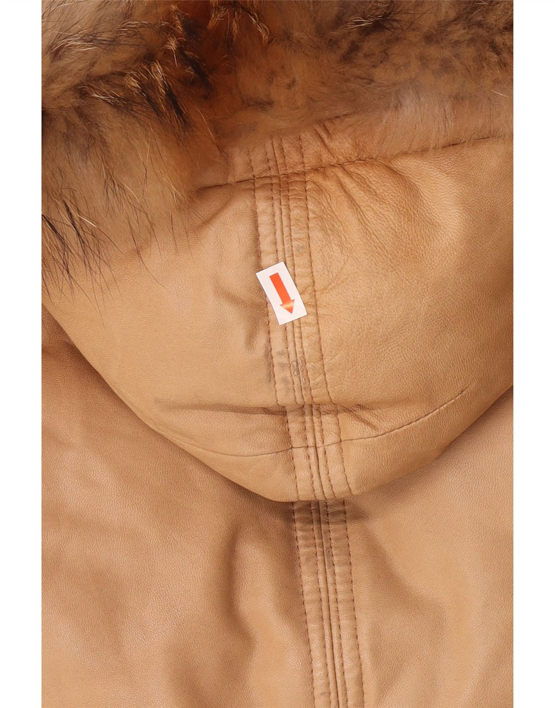 PEUTEREY Ženska podstavljena kožna jakna s kapuljačom UK 10 Mala smeđa kožna