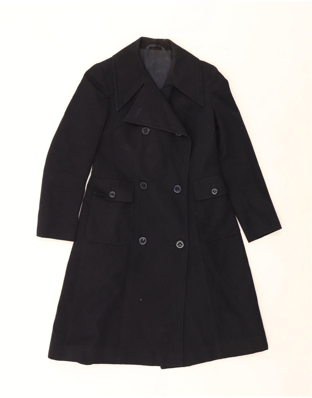 VINTAGE Womens Double Breasted Coat IT 44 Medium Navy Blue Vintage Vintage and Second-Hand Vintage from Messina Hembry 