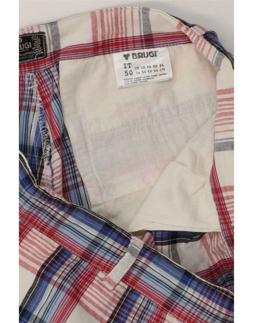 Brugi muške kargo kratke hlače Large W34 plavi karirani pamuk
