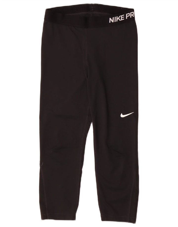 Nike Ženske Dri Fit Graphic Capri tajice UK 12 Srednje crni poliester
