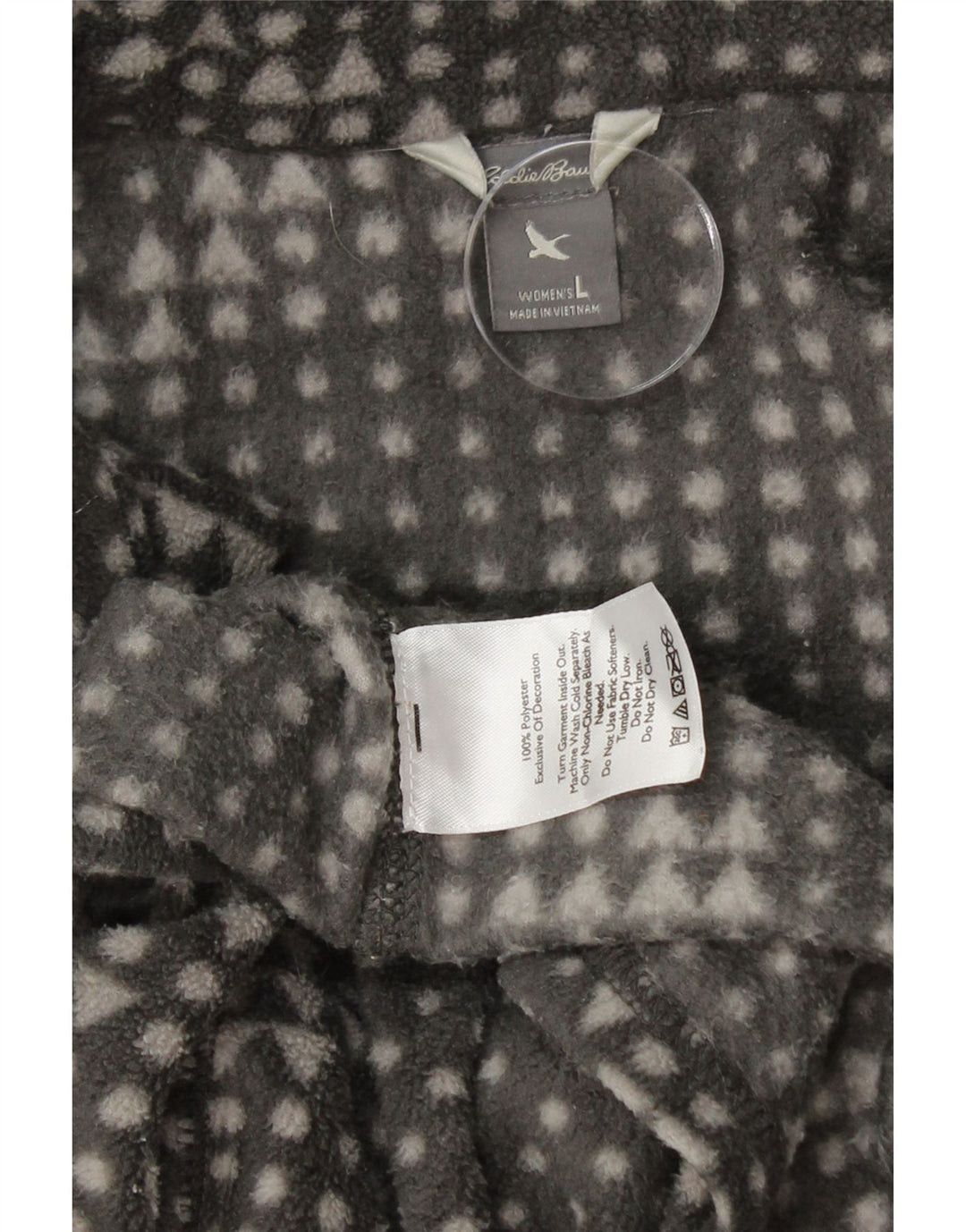EDDIE BAUER Womens Fleece Jacket UK 16 Large Grey Geometric Polyester Vintage Eddie Bauer and Second-Hand Eddie Bauer from Messina Hembry 