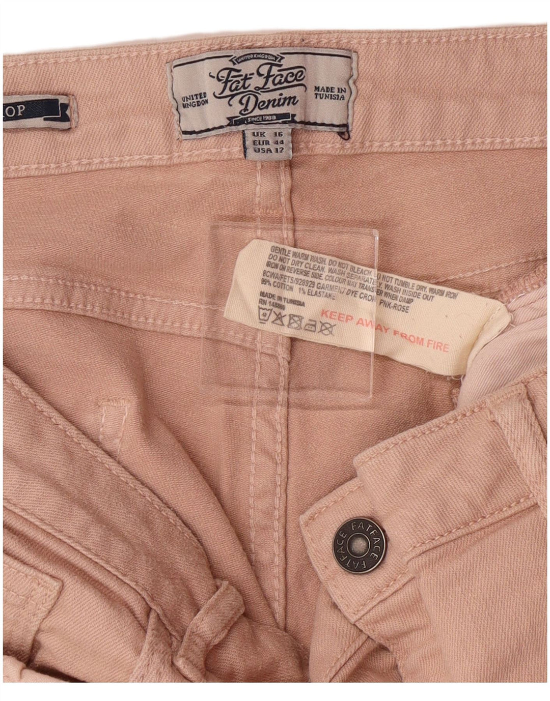 FAT FACE Ženske skraćene traperice UK 16 Large W34 L23 Ružičasti pamuk
