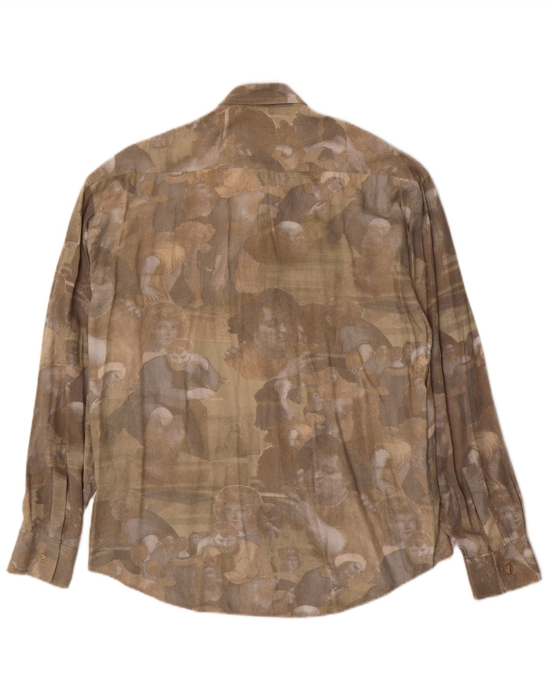 Vintage muška grafička košulja od srednje kaki viskoze