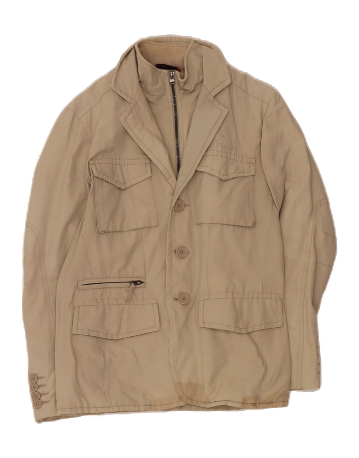 KAPPA Mens Windbreaker Jacket UK 38 Medium Beige Cotton Vintage Kappa and Second-Hand Kappa from Messina Hembry 