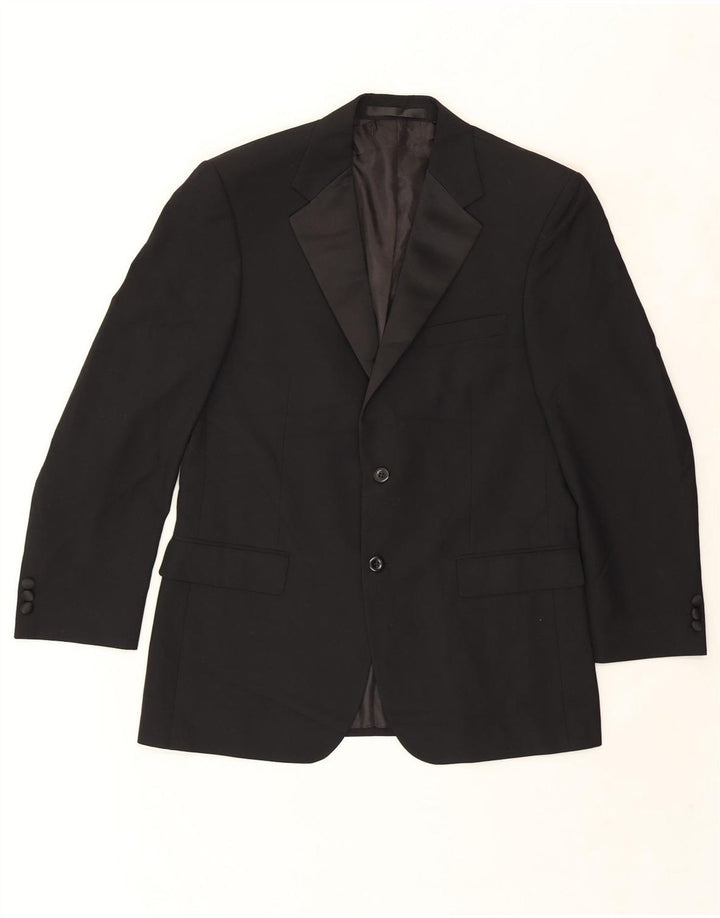 MARKS & SPENCER Mens 2 Button Blazer Jacket UK 40 Large Black Polyester Vintage Marks & Spencer and Second-Hand Marks & Spencer from Messina Hembry 