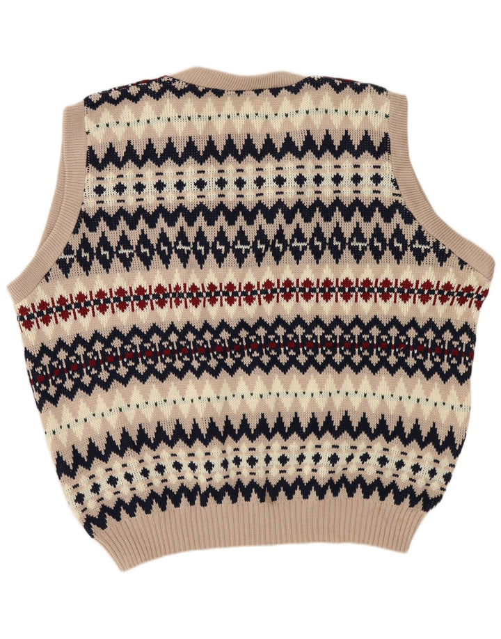 VINTAGE muška majica bez rukava UK 44/46 XL tamnoplava Fair Isle akril