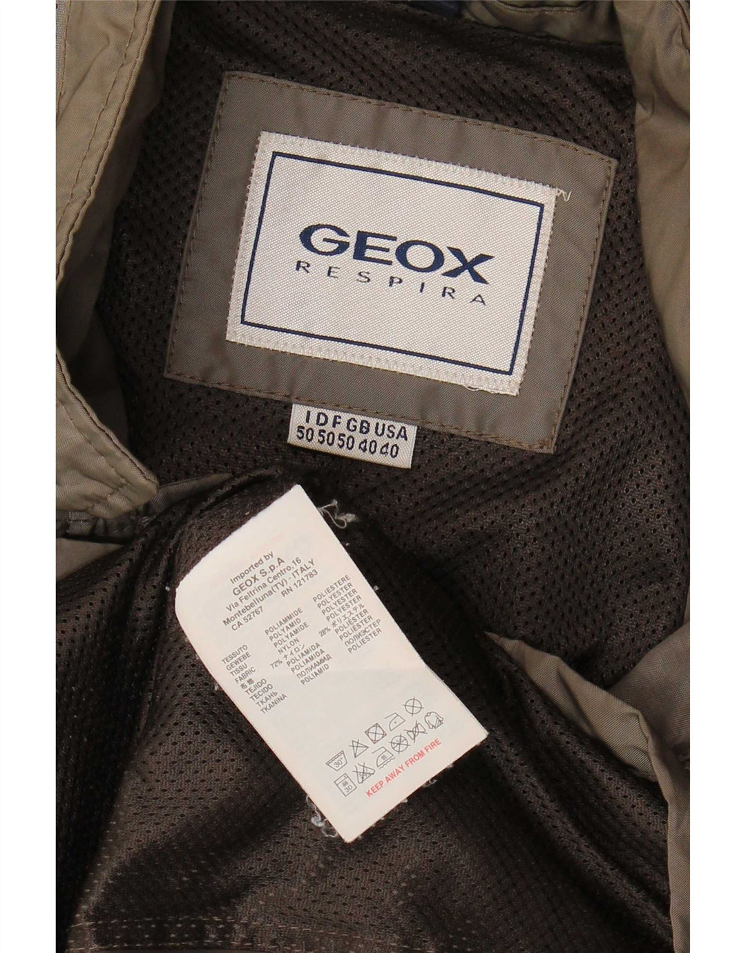 Geox Mens Respira Utility jakna UK 40 Large kaki poliester