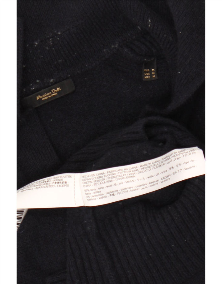 MASSIMO DUTTI Ženski džemper s polo ovratnikom UK 14 Srednje tamnoplava vunena