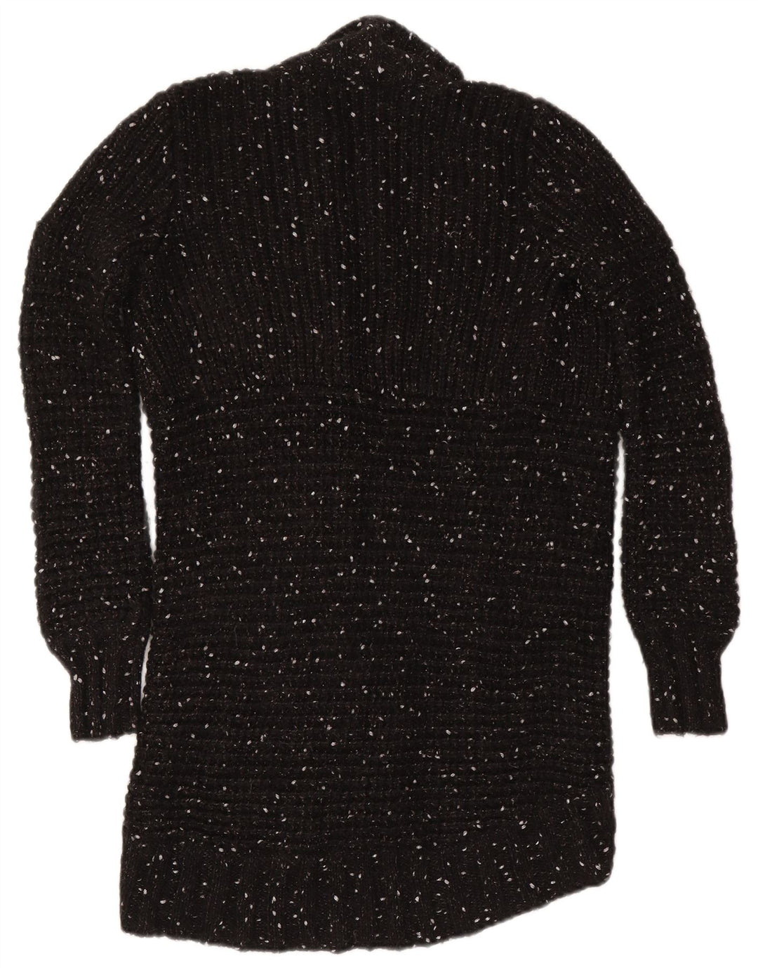 Gaudi ženski dugi otvoreni kardigan pulover UK 10 Mali crni flekasti najlon