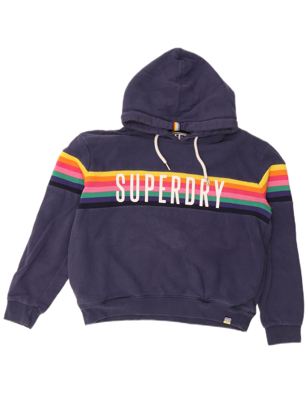 Superdry ženska majica s kapuljačom s kapuljačom UK 12 srednje tamnoplave pruge