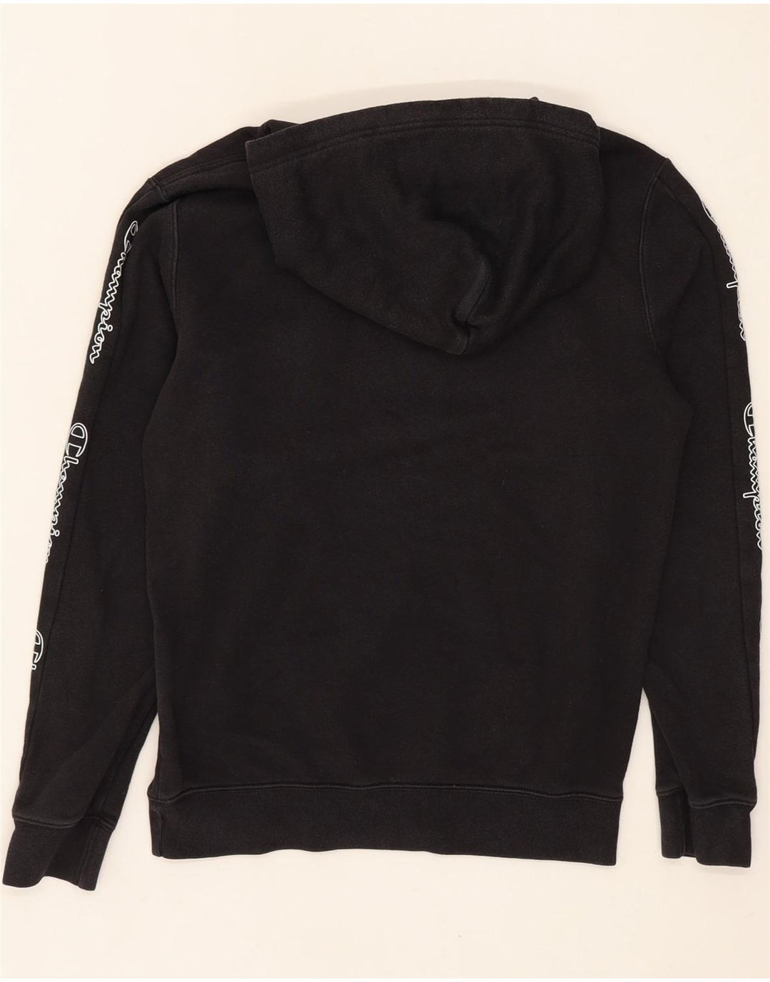CHAMPION Mens Graphic Hoodie Jumper Small Black Vintage Champion and Second-Hand Champion from Messina Hembry 