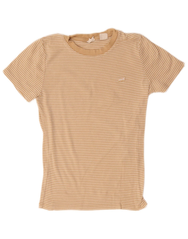 Levi's ženska majica kratkih rukava UK 8 Small Beige Pinstripe Pamuk