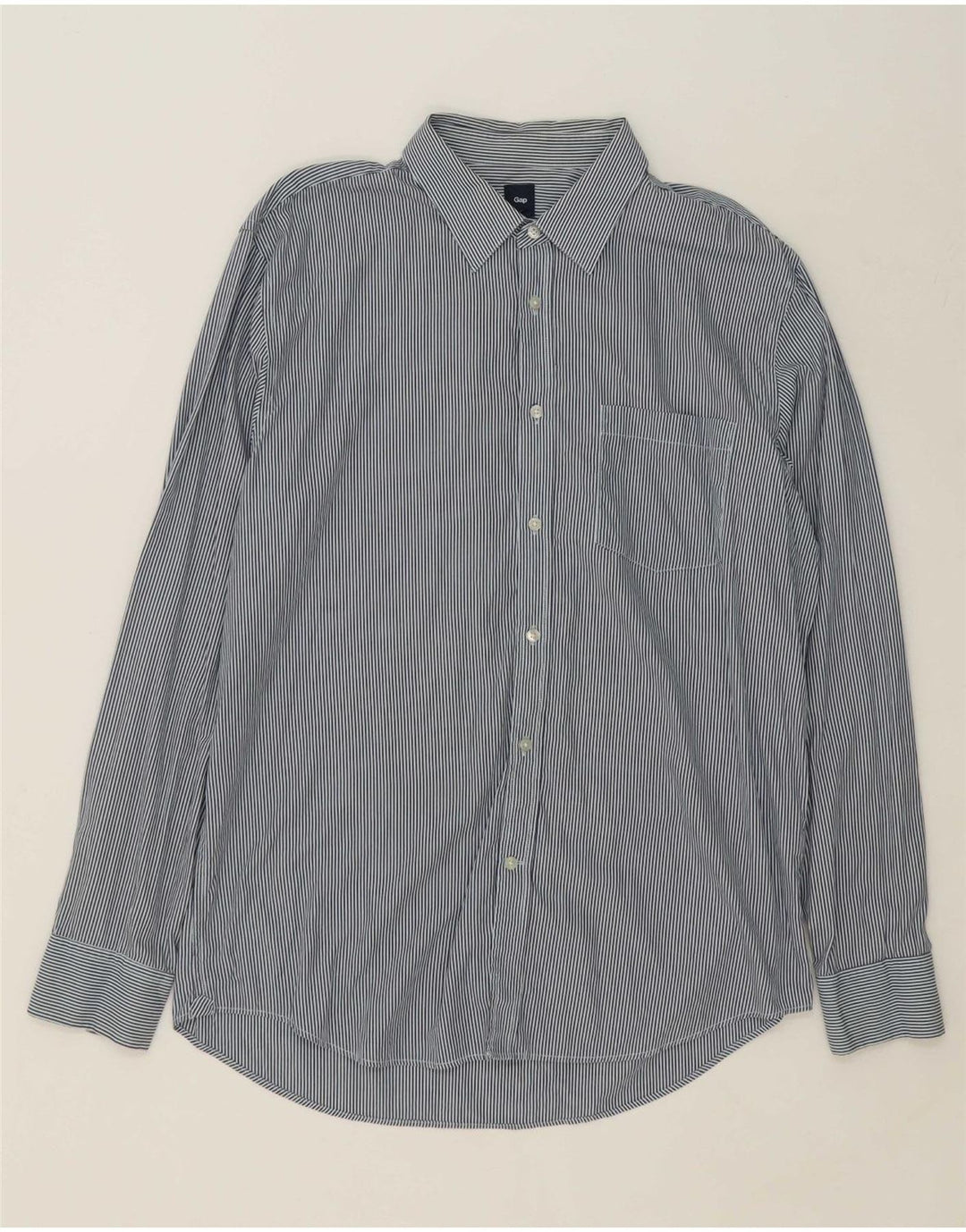 GAP Mens Shirt XL Navy Blue Pinstripe Cotton