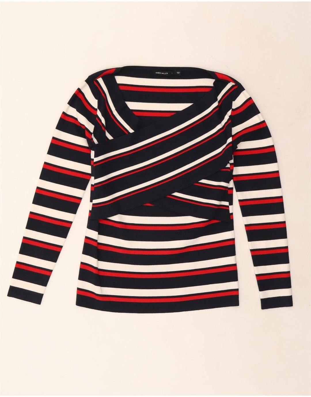 KAREN MILLEN Ženska majica dugih rukava UK 14 na velike raznobojne pruge