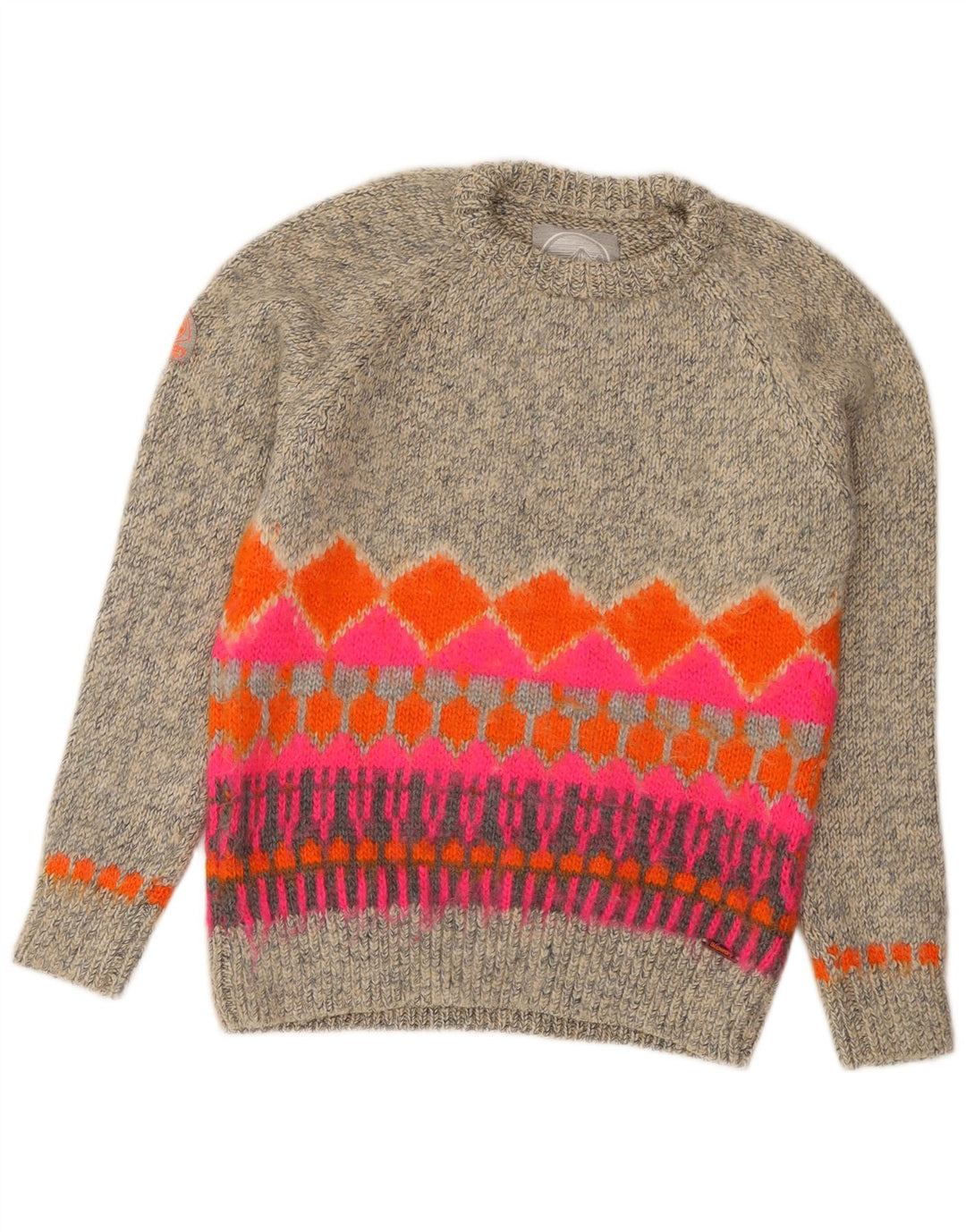 Superdry ženski džemper s okruglim izrezom UK 14 srednje sivi Fair Isle