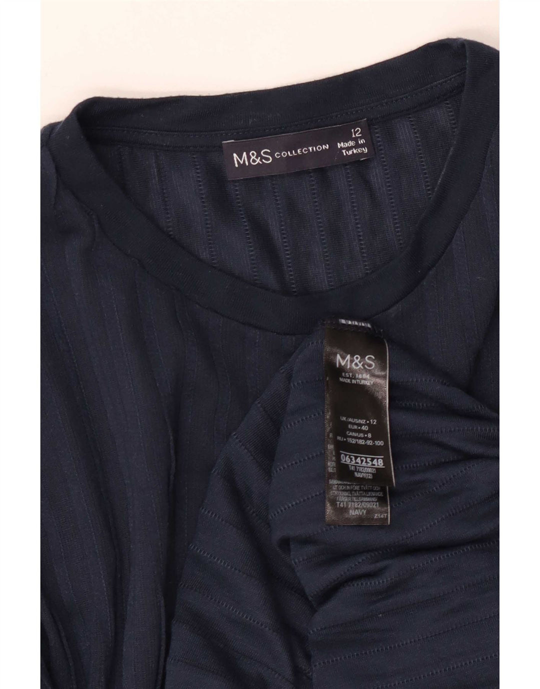 Marks & Spencer ženska majica dugih rukava UK 12 srednje tamnoplavi poliester