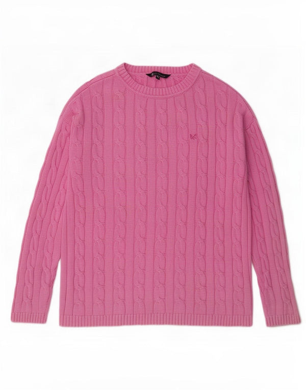 Crew Clothing Ženski džemper s morskim izrezom UK 14 Veliki ružičasti pamuk