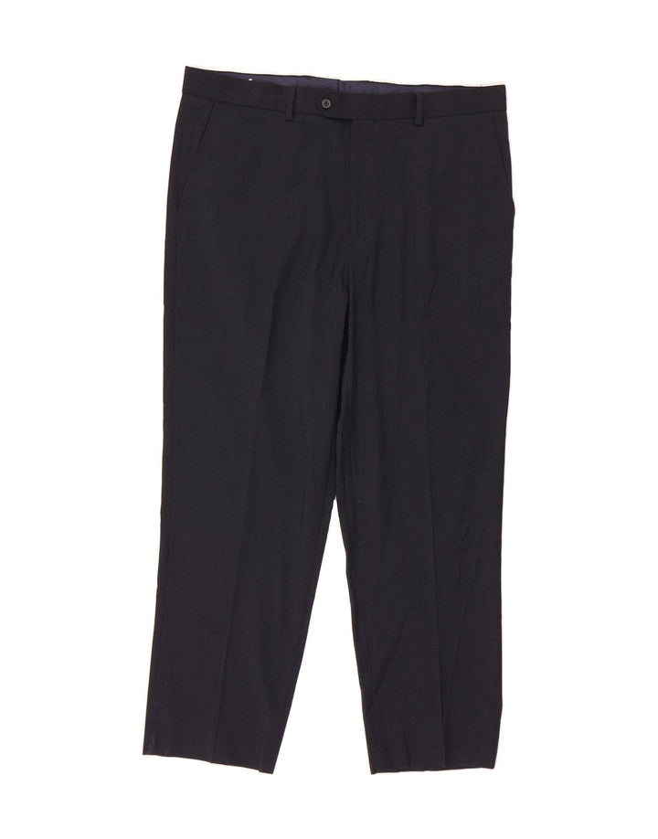NAUTICA Mens Straight Suit Trousers W41 L29 Navy Blue Check Polyester Vintage Nautica and Second-Hand Nautica from Messina Hembry 