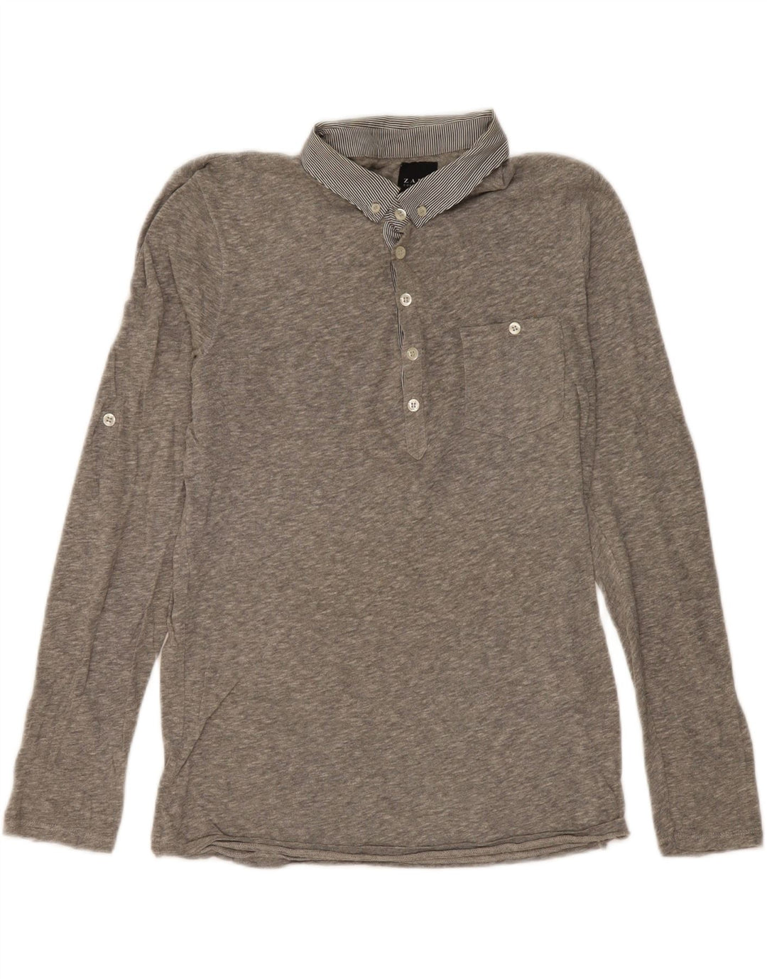Zara muška polo majica dugih rukava srednje siva s pjegama