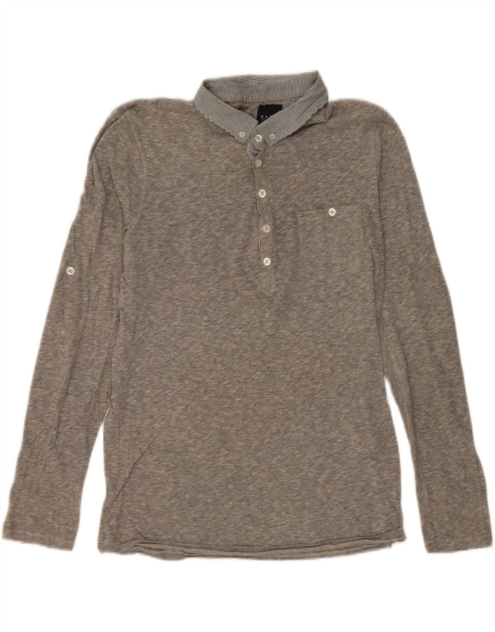 Zara muška polo majica dugih rukava srednje siva s pjegama