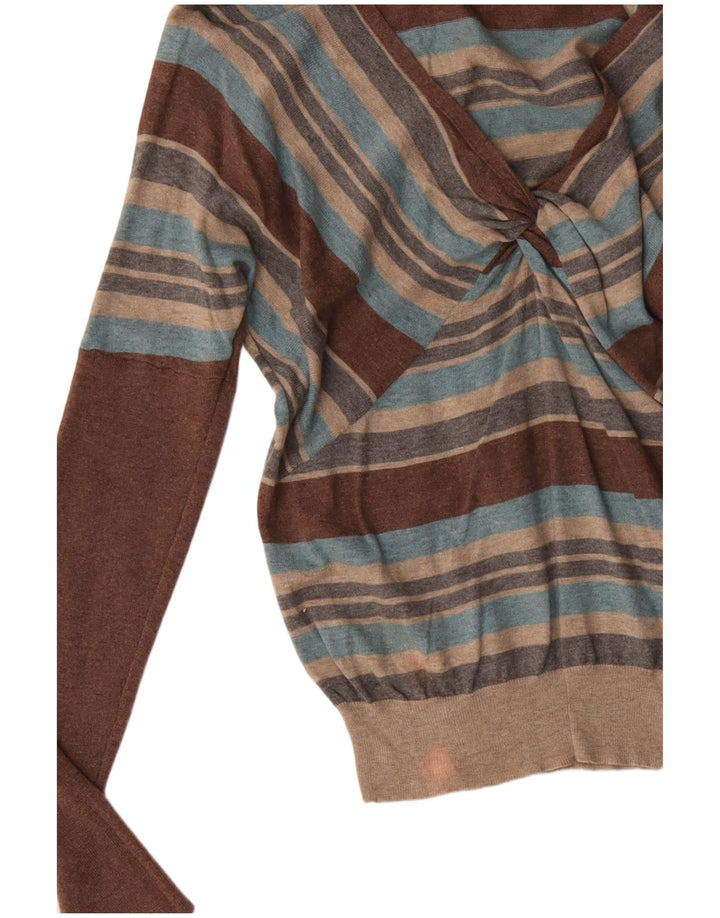 MONSOON ženski džemper s V-izrezom UK 12 srednje raznobojne pruge