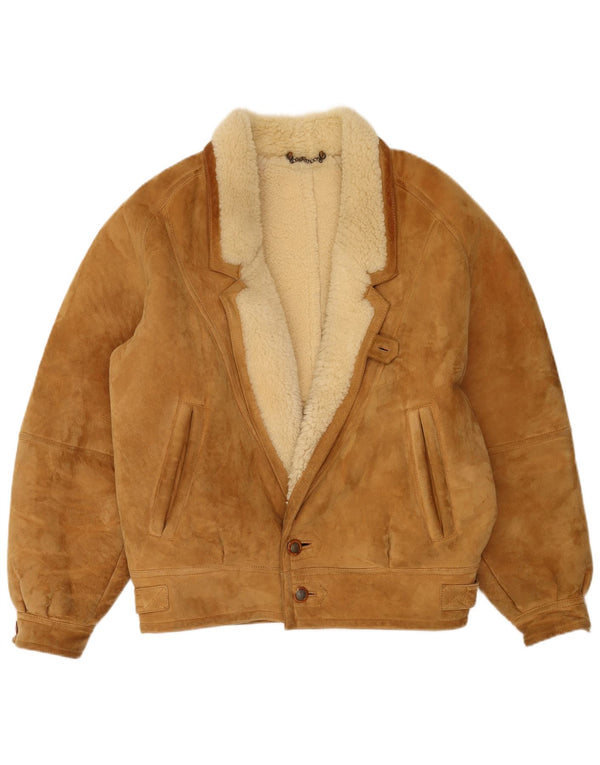 Vintage Mens Shearling Jacket UK 42 XL Beige