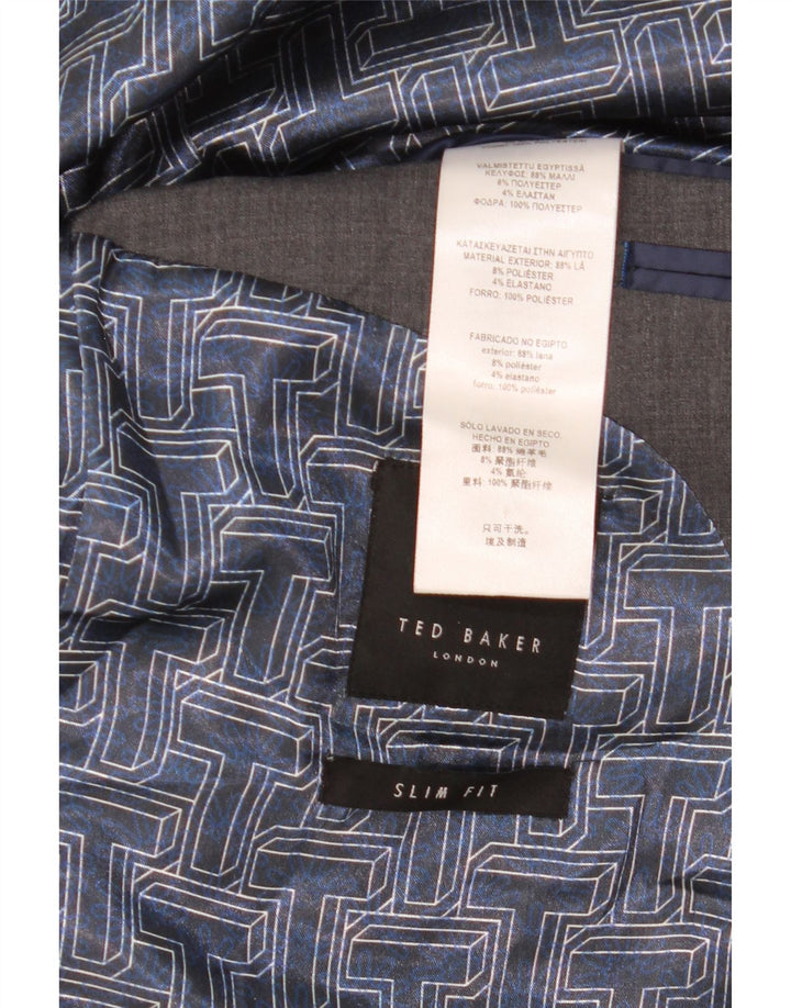 TED BAKER Muška uska jakna sa 2 gumba UK 40 Velika siva vunena