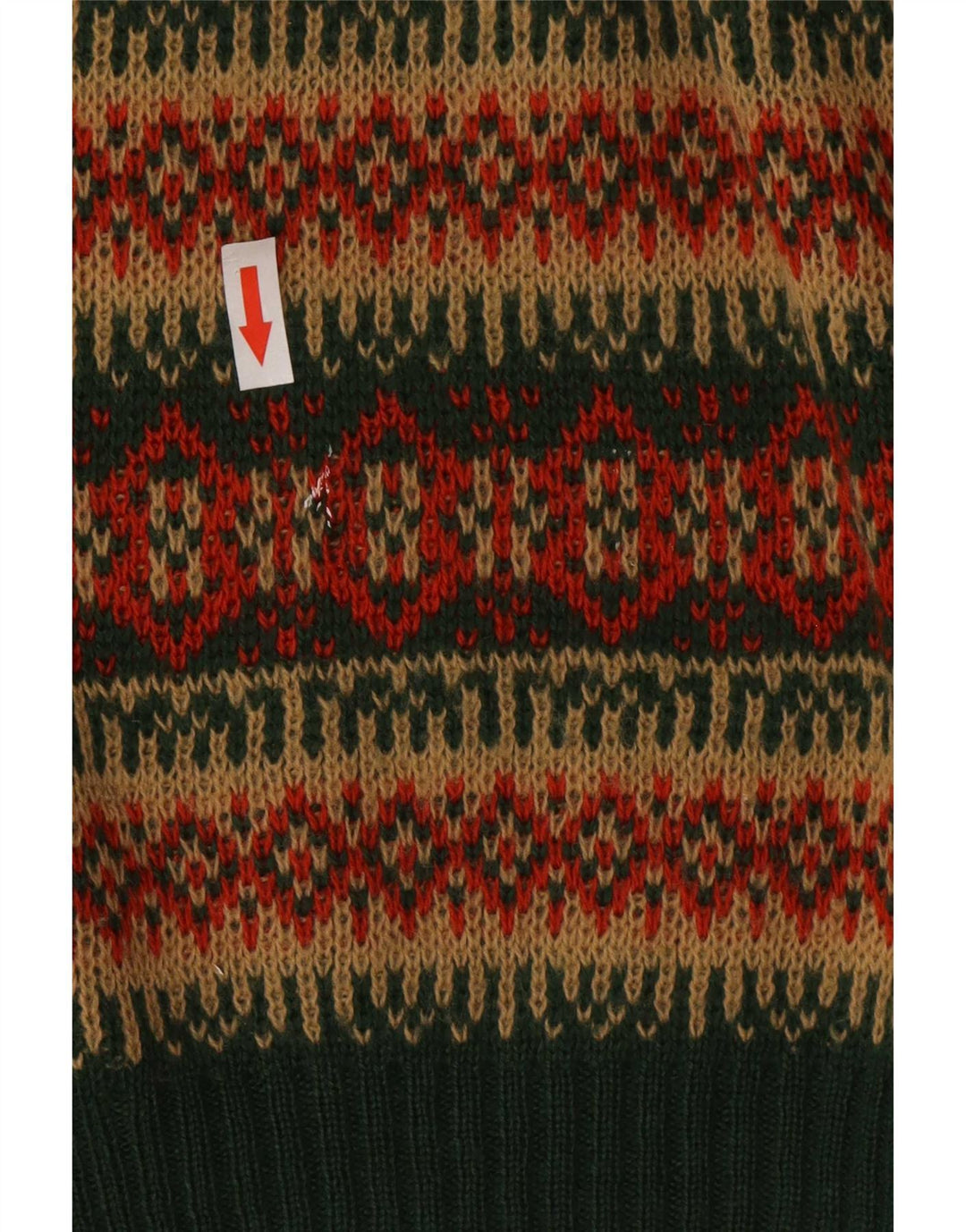 Vintage muški džemper s V-izrezom srednje zelene pruge od vune