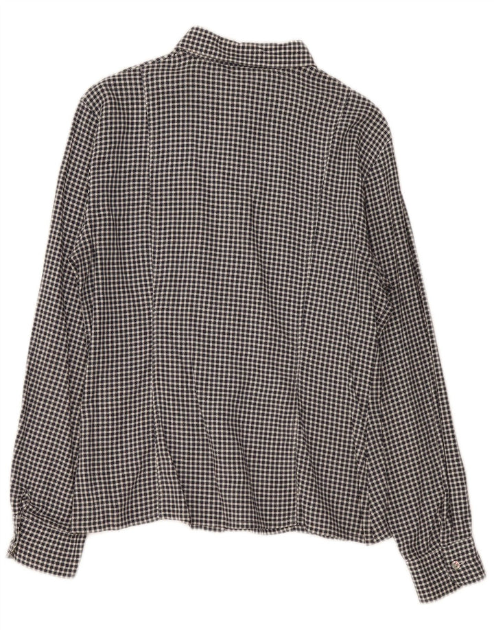 Vintage ženska košulja IT 46 veliki crni gingham pamuk