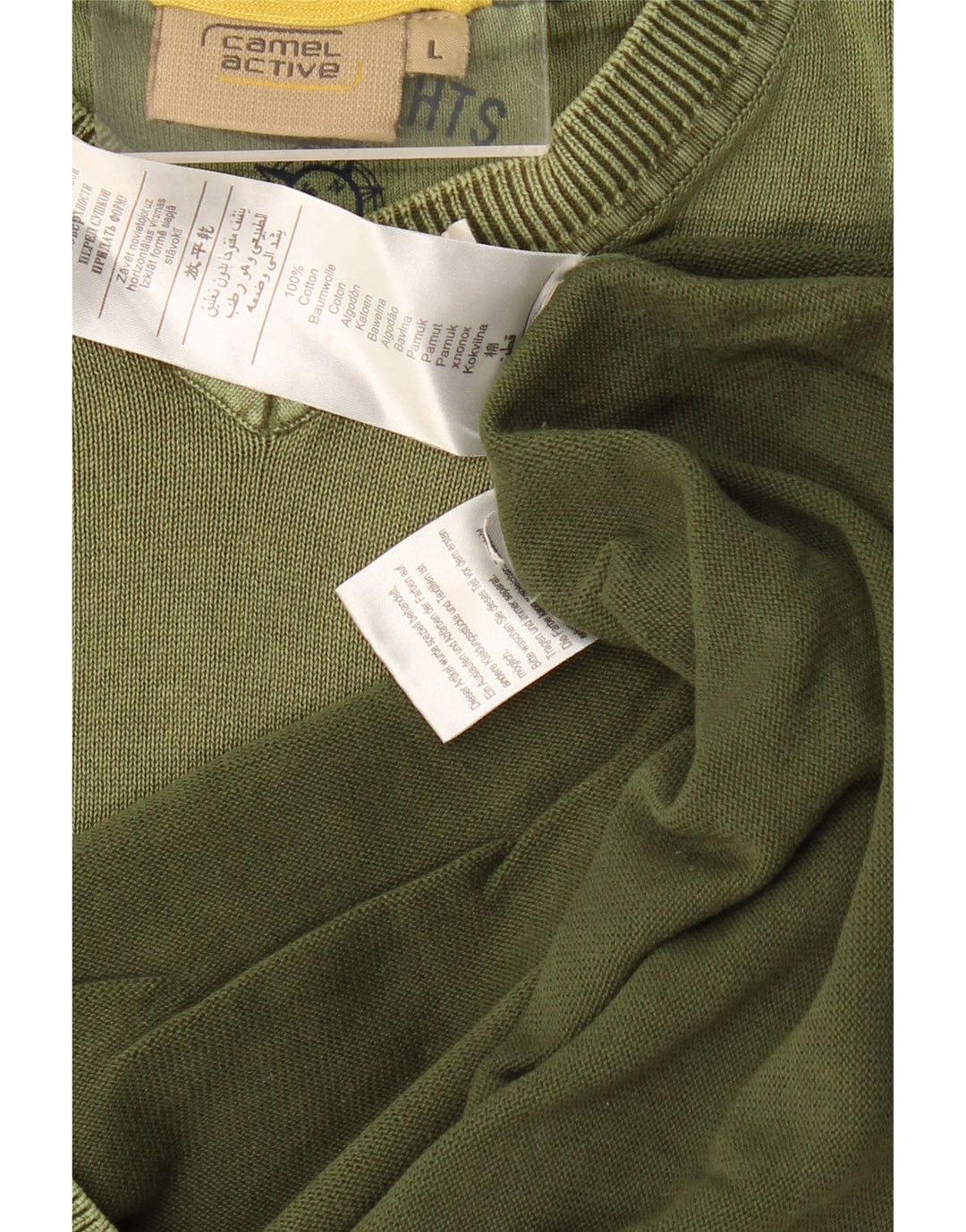 CAMEL ACTIVE Muški džemper s V-izrezom, veliki kaki pamuk