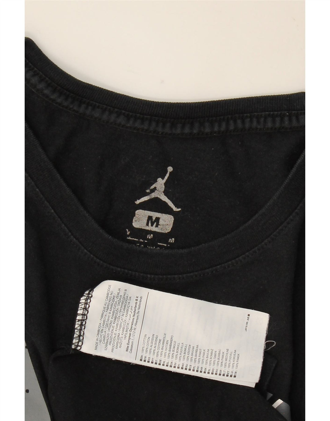 JORDAN Mens Graphic T-Shirt Top Medium Black Cotton