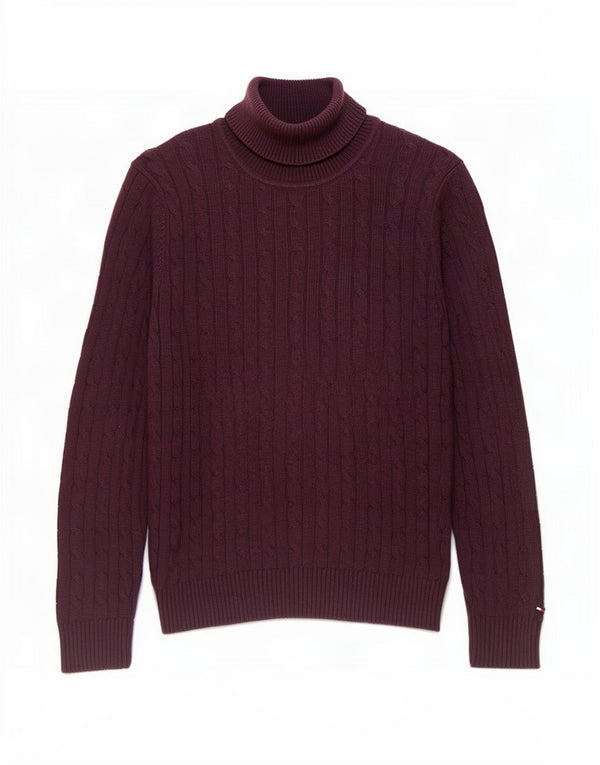 Tommy Hilfiger muški pulover s rol izrezom 2XL ljubičasti pamuk
