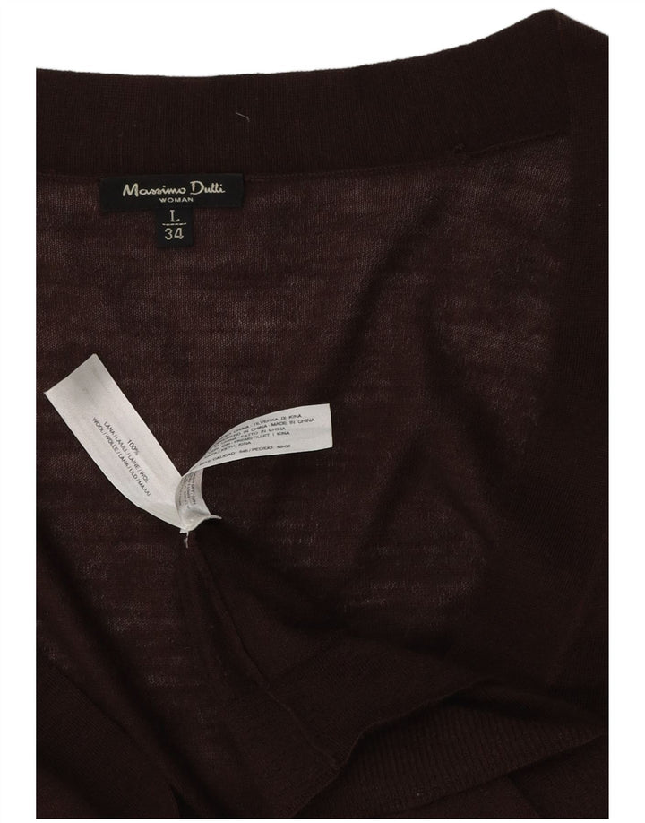 MASSIMO DUTTI Ženski džemper kardigan UK 14 Veliki smeđi vuneni