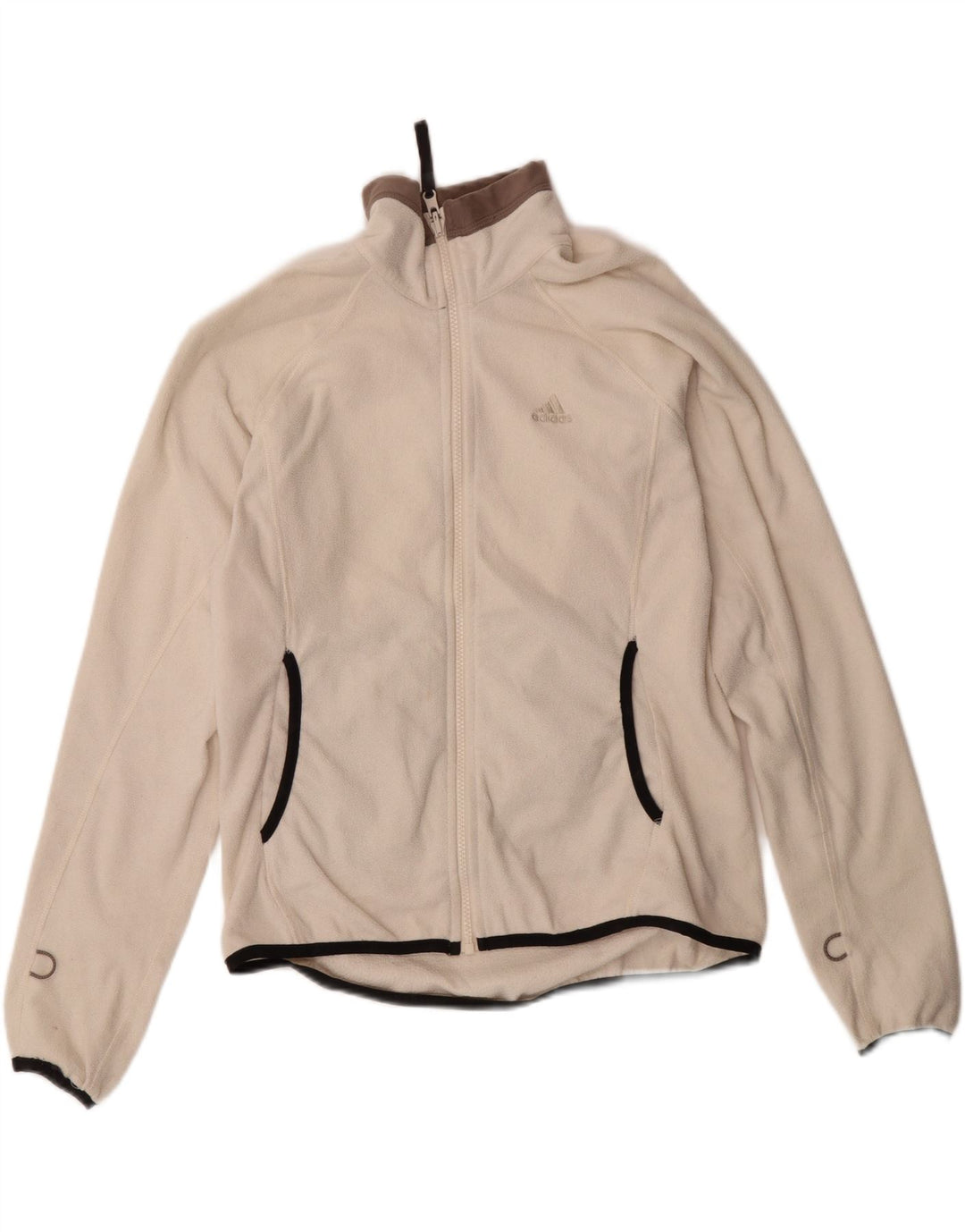 ADIDAS Womens Climawarm Fleece Jacket UK 14 Medium Off White Polyester Vintage Adidas and Second-Hand Adidas from Messina Hembry 
