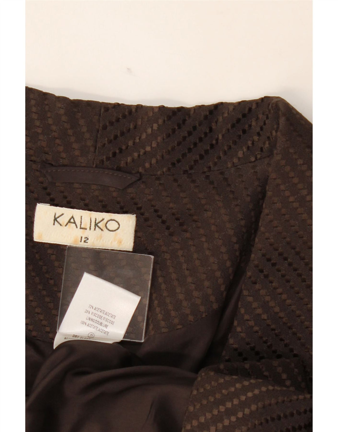 KALIKO Womens 2 Button Blazer Jacket UK 12 Medium Brown Striped Acetate Vintage Kaliko and Second-Hand Kaliko from Messina Hembry 