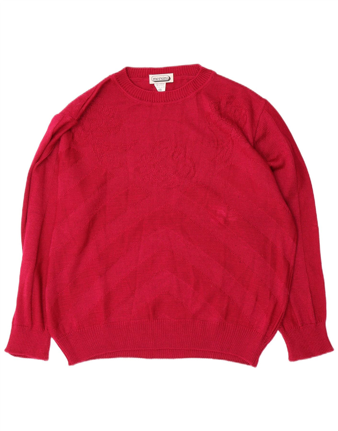 Vintage ženski pulover s okruglim izrezom IT 46, veliki crveni ševron