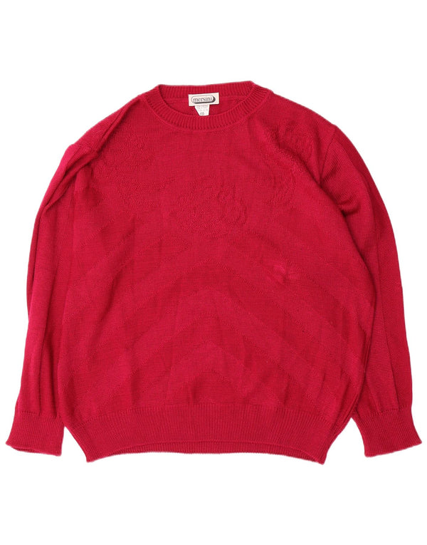 Vintage ženski pulover s okruglim izrezom IT 46, veliki crveni ševron