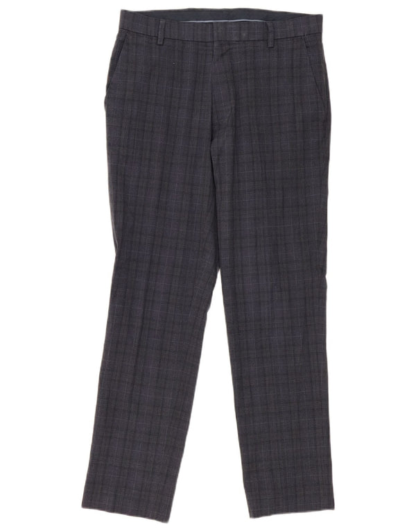 Marks & Spencer muške uske chino hlače W30 L29 tamnoplave karirane