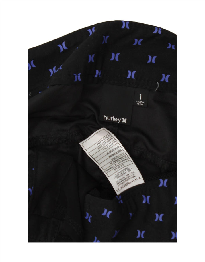 HURLEY Womens Graphic Swimming Shorts US 1 XS Black Polyester Vintage Hurley and Second-Hand Hurley from Messina Hembry 