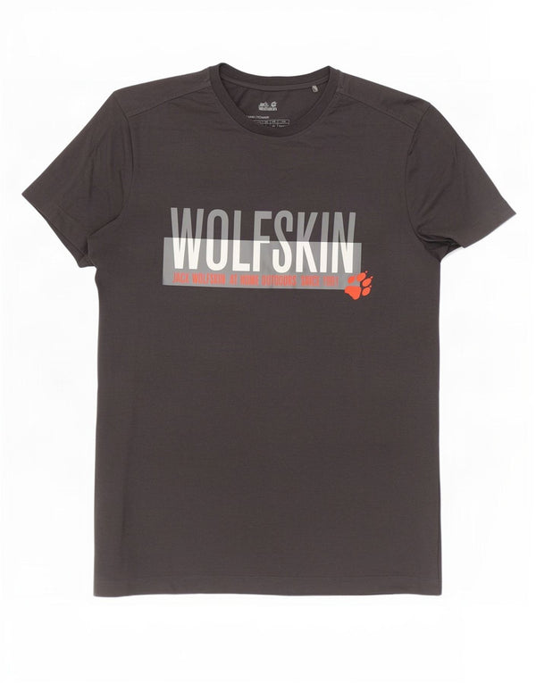 Jack Wolfskin muška majica kratkih rukava s grafičkim motivima UK 34 XS sivi pamuk
