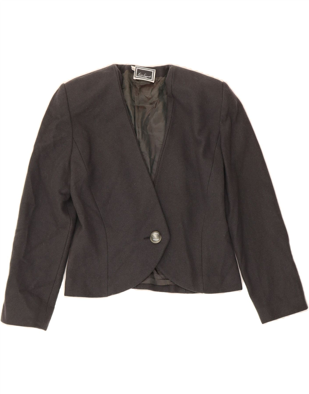 LUISA SPAGNOLI Womens Crop 1 Button Blazer Jacket IT 42 Medium Grey Vintage Luisa Spagnoli and Second-Hand Luisa Spagnoli from Messina Hembry 