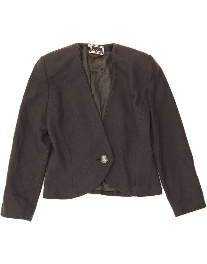 LUISA SPAGNOLI Womens Crop 1 Button Blazer Jacket IT 42 Medium Grey Vintage Luisa Spagnoli and Second-Hand Luisa Spagnoli from Messina Hembry 