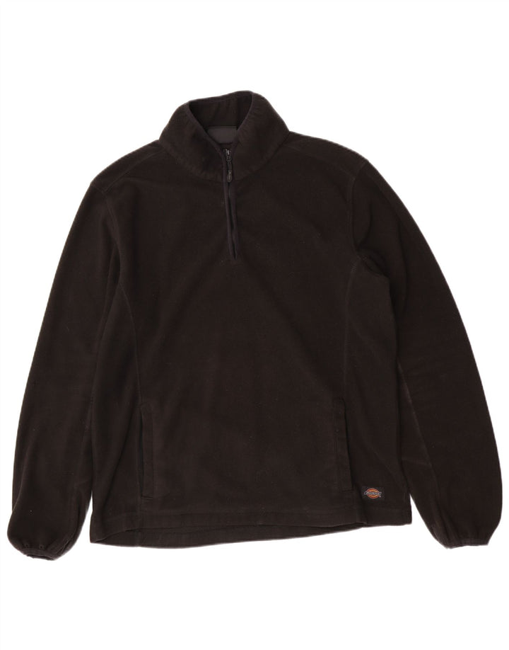 Dickies Mens Zip Neck Fleece Jumper Large Black Polyester