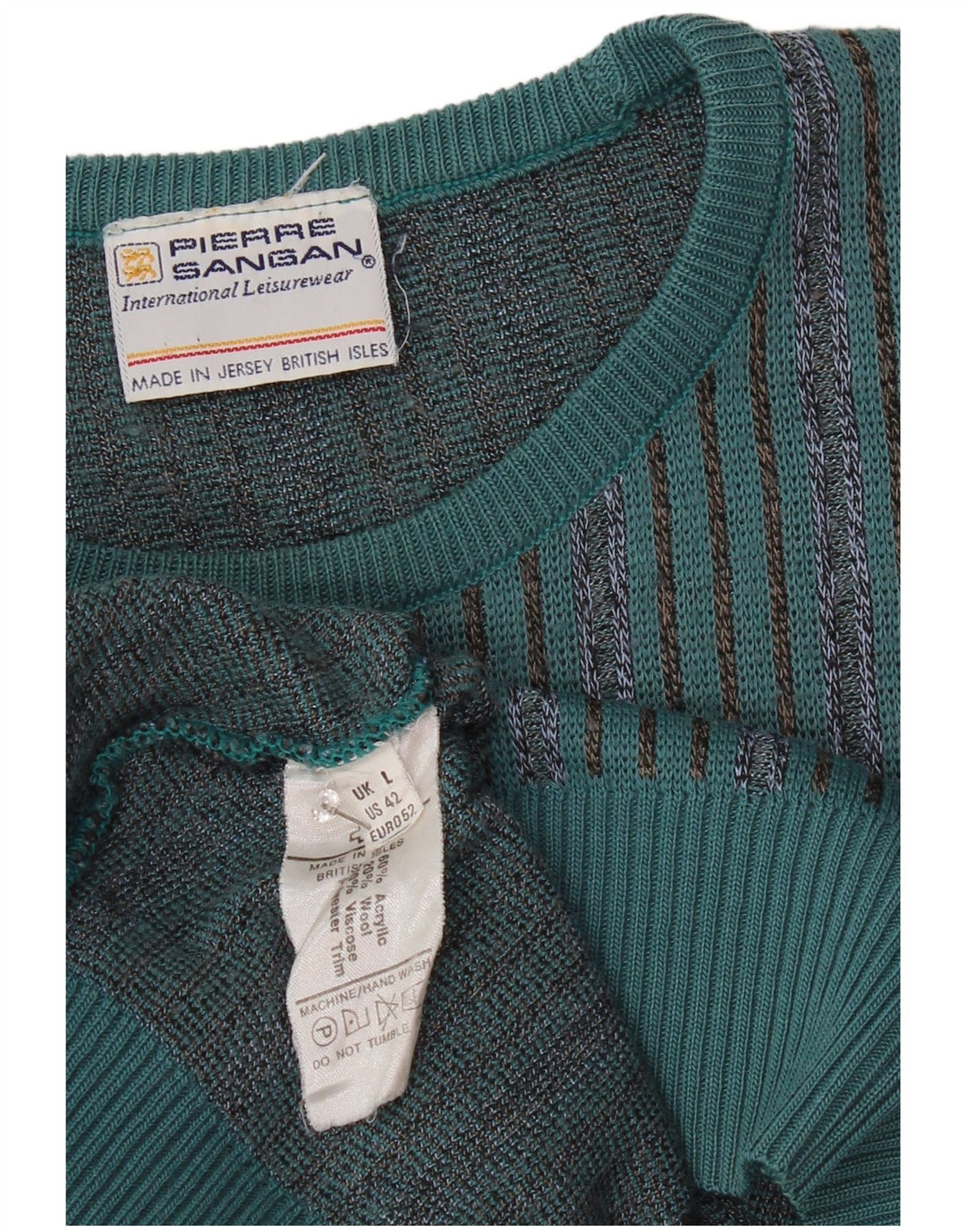 PIERRE SANGAN Muški džemper s okruglim izrezom Veliki plavi prugasti akrilni pulover